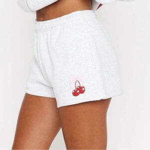 White Fox Boutique Cherry Bow Lounge Shorts- Size 3xs